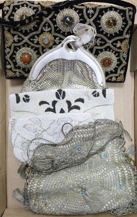 A collection of evening bags